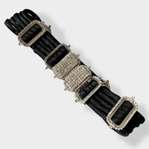 William deLillo Vintage 70s Satin Rhinestone Belt Statement Designer Couture - Picture 3 of 14